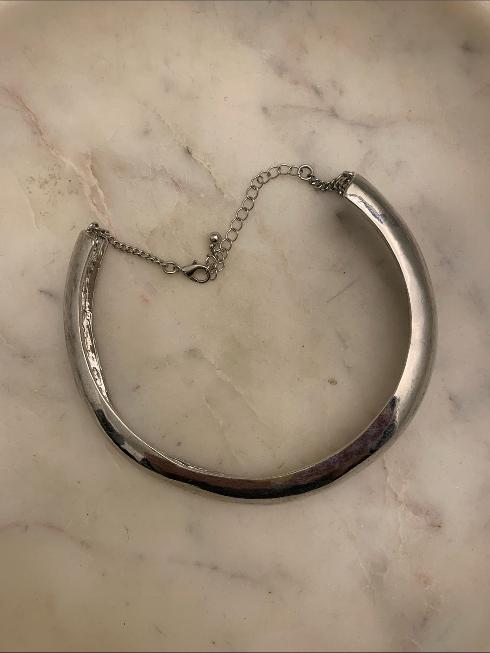 Zara Polished Silver Collar Necklace